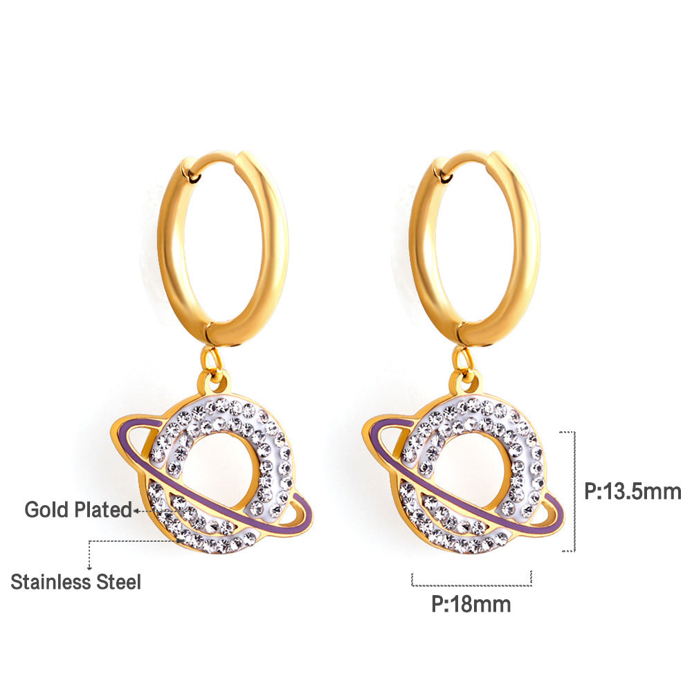 Damen Hängende Ohrstecker mit planetarischem Design aus goldplattiertem Edelstahl Shop Nory