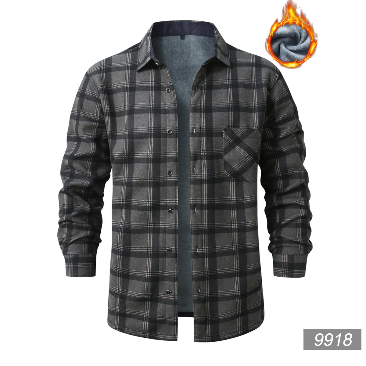 Herren kariertes Flanellhemd mit wärmender Fleece-Innenlage und aufgesetzter Brusttasche Shop Nory
