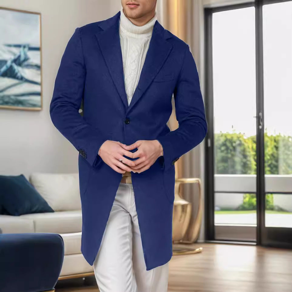 Herren Lang geschnittener Einreihermantel mit schmaler Silhouette Shop Nory
