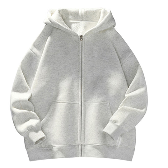 Unisex Oversize-Kapuzenjacke mit durchgehendem Reißverschluss, Teddyfutter und Känguru-Taschen Shop Nory