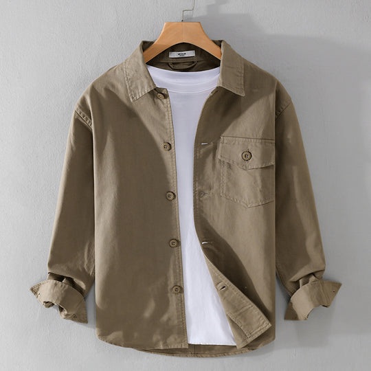 Herren Relaxed-Fit Baumwoll-Overshirt mit Brustpatte und Hemdkragen Shop Nory