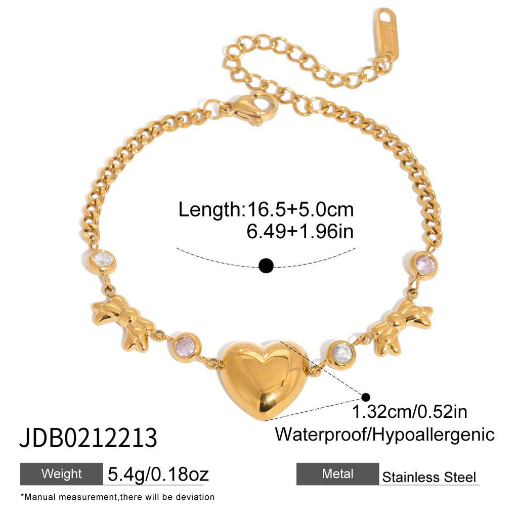 Damen Anhänger in Herzform mit Schleifenmotiv aus hypoallergenem Edelstahl Shop Nory