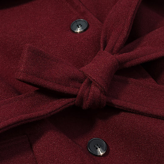 Damen Maxilanger Wollmix-Trenchcoat mit Schulterpasse, Bindegürtel und Krempelärmeln Shop Nory