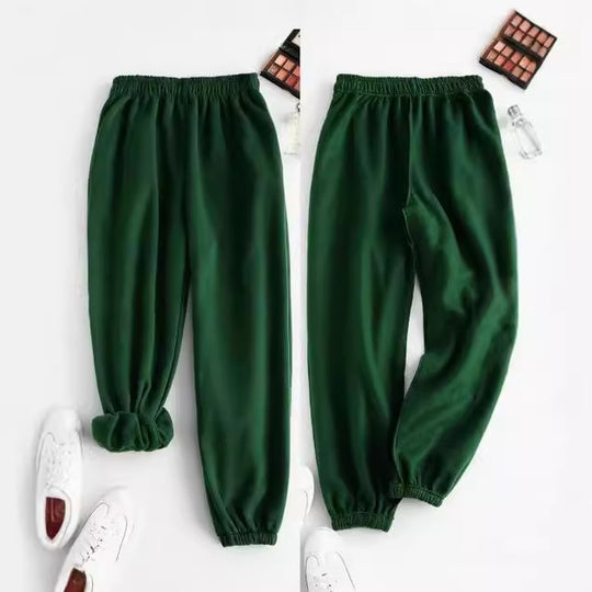 Damen nan weite High-Waist Jogginghose aus weichem Fleece mit elastischem Bund, Eingrifftaschen und engen Saumbündchen Shop Nory