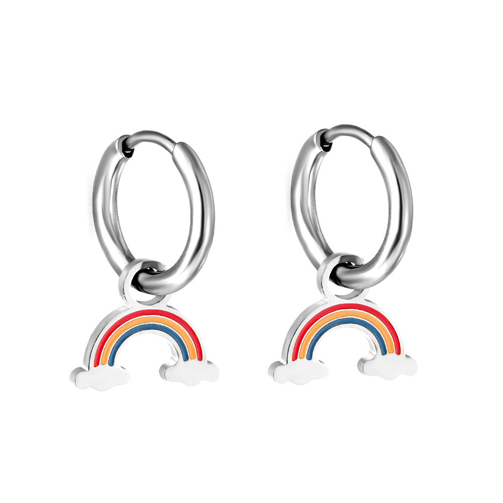Damen Hängende Ohrstecker mit bunten Regenbogen-Anhängern und goldplattierter Oberfläche Shop Nory