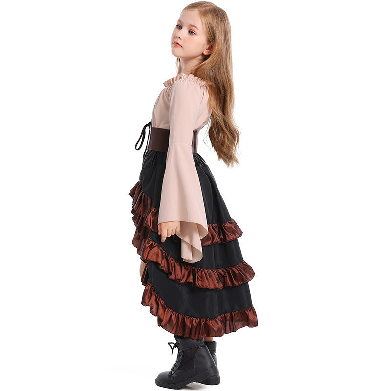 Mädchen Piratinnen-Kostüm mit Rüschenrock und detailverliebtem Oberteil Shop Nory