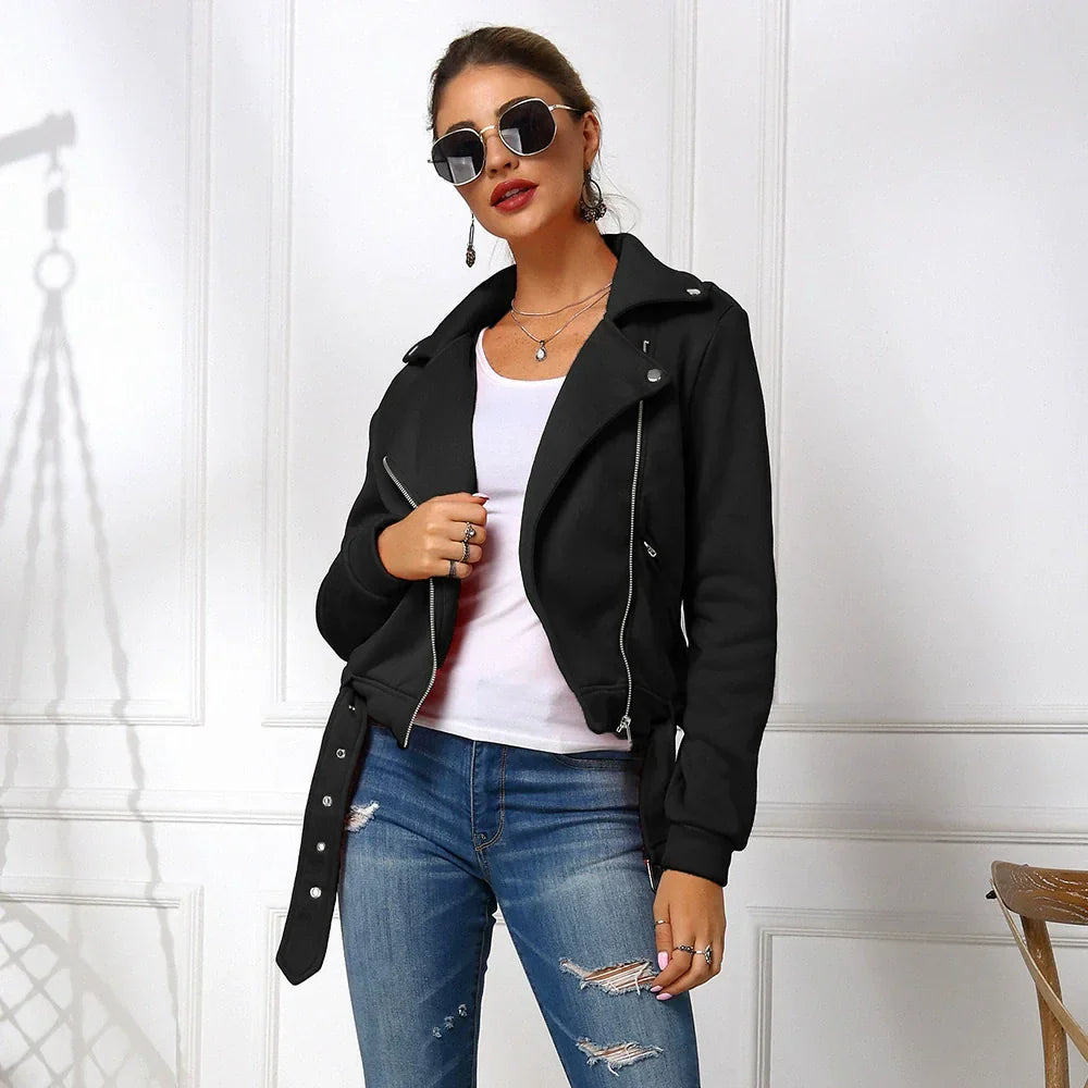 Shopnory | Slim Fit Weiches Strick Asymmetrischer Reißverschluss Gürtel in Der Taille