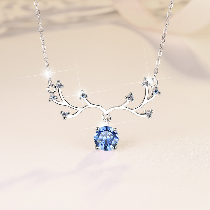 Damen filigrane Halskette mit elegantem Astdesign und funkelndem Kristallanhänger Shop Nory