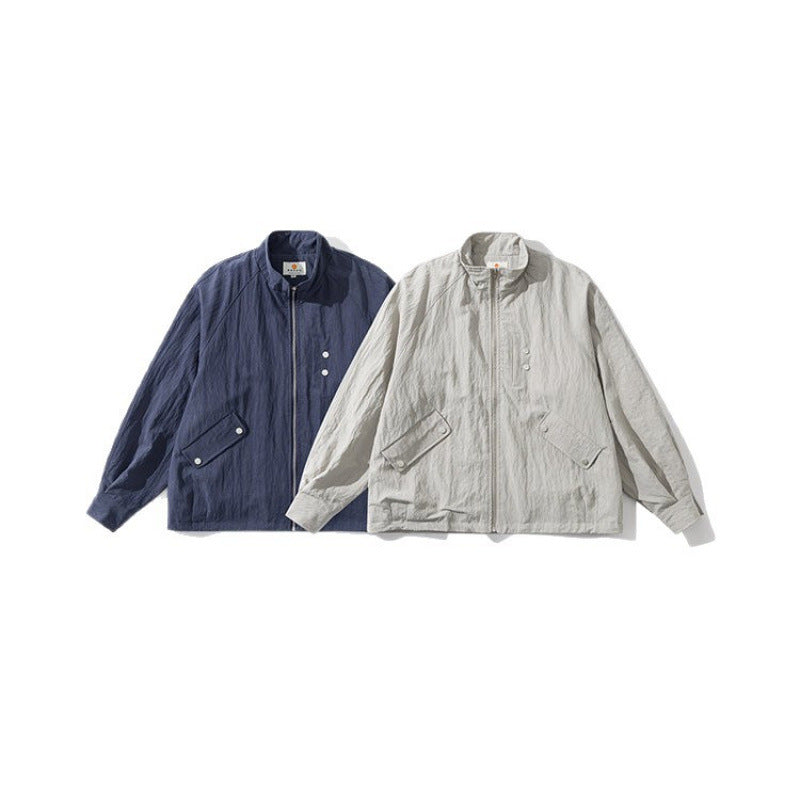 Herren Leichte Windjacke mit Stehkragen, Raglanärmeln und Druckknopf-Taschen Shop Nory