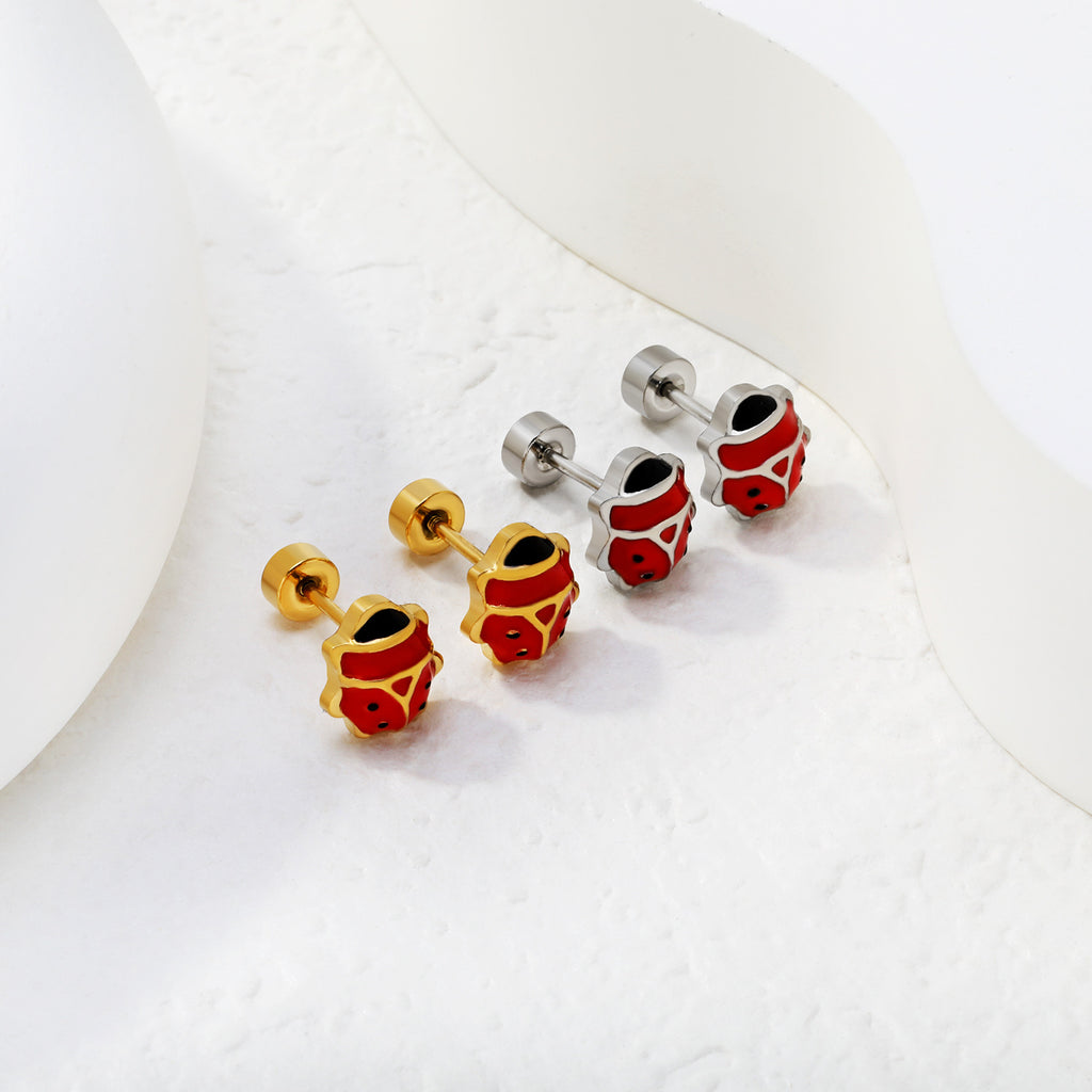 Damen Edelstahl Ohrstecker im niedlichen Marienkäferdesign Shop Nory