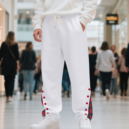 Herren Relaxed-Fit Jogginghose mit Karo-Seitenpasse, Druckknopfleiste & Kordelzug Shop Nory