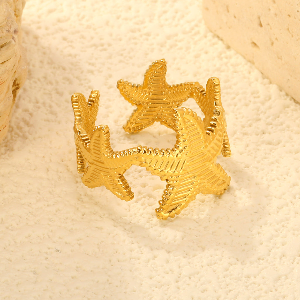 Damen Ring mit maritimem Seestern-Design und verstellbarem Verschluss Shop Nory