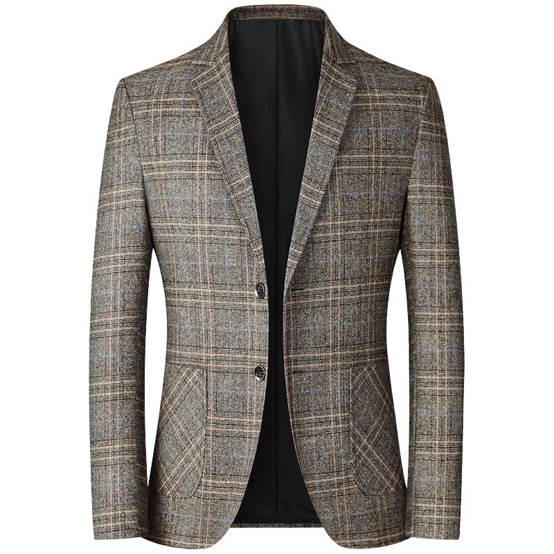 Herren Kariertes Wollmix-Sakko Slim Fit mit schmalem Revers Shop Nory