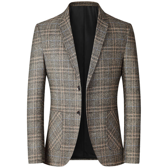 Herren Kariertes Wollmix-Sakko Slim Fit mit schmalem Revers Shop Nory