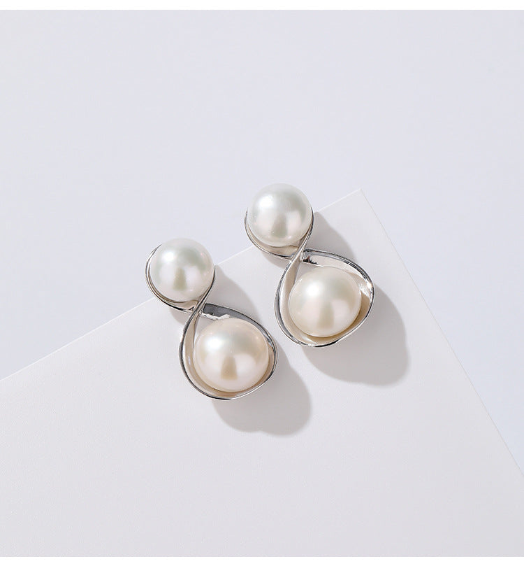 1 Paar 925 Sterling Silber Perle 925 Sterling Silber Ohrringe Geometrische Ohrstecker | Shop Nory