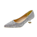 Damen Glitzernde Mittelhoch-Absätze mit elegantem Lochmuster Shopnory