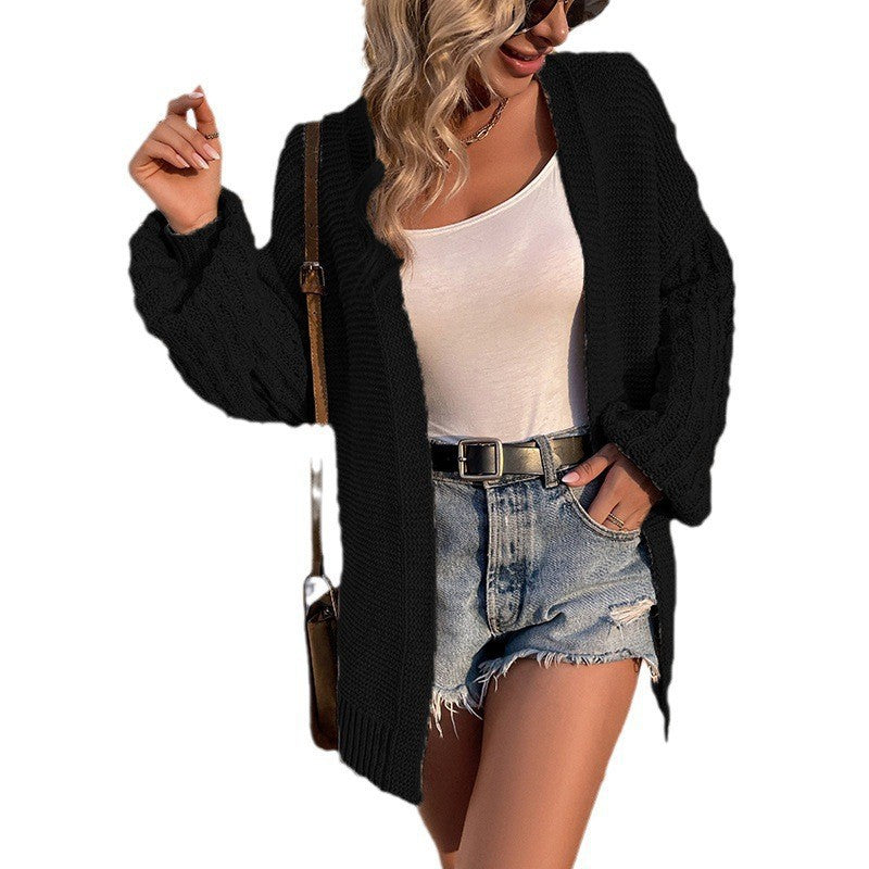 Damen Strickjacke mit lockerer Passform und großen Ärmeln Shopnory