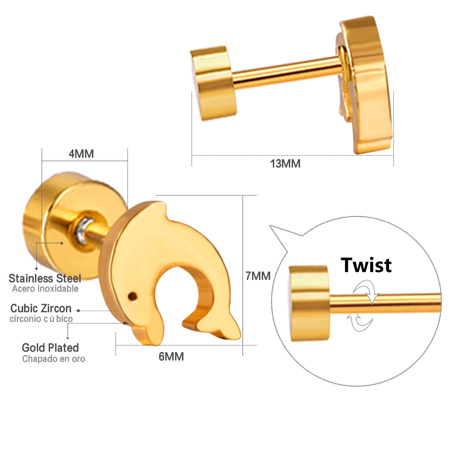 Damen Edelstahl Ohrstecker im Delfin-Design Shop Nory