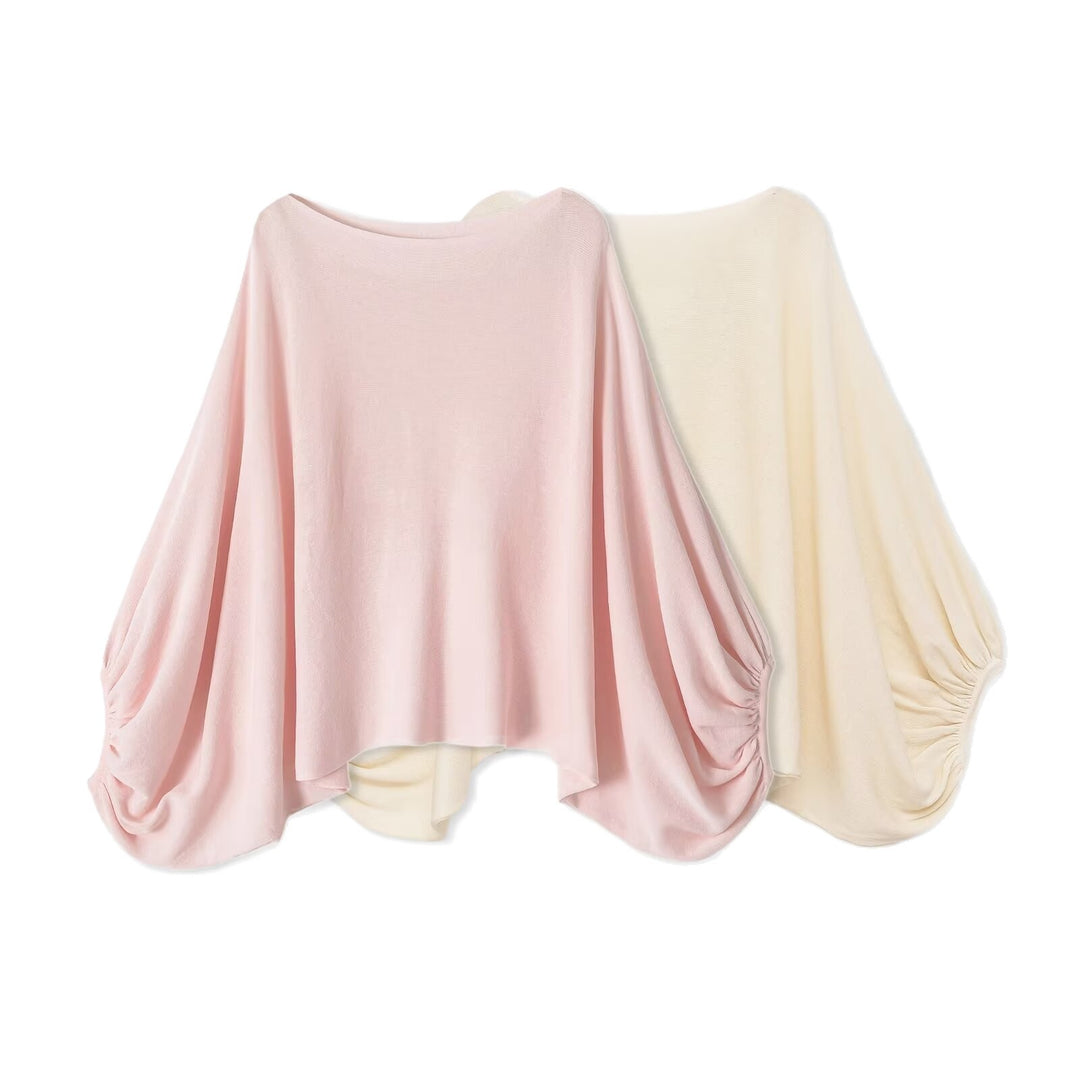 Damen Oversize-Poncho mit Fledermausärmeln und gerafftem Saum Shop Nory