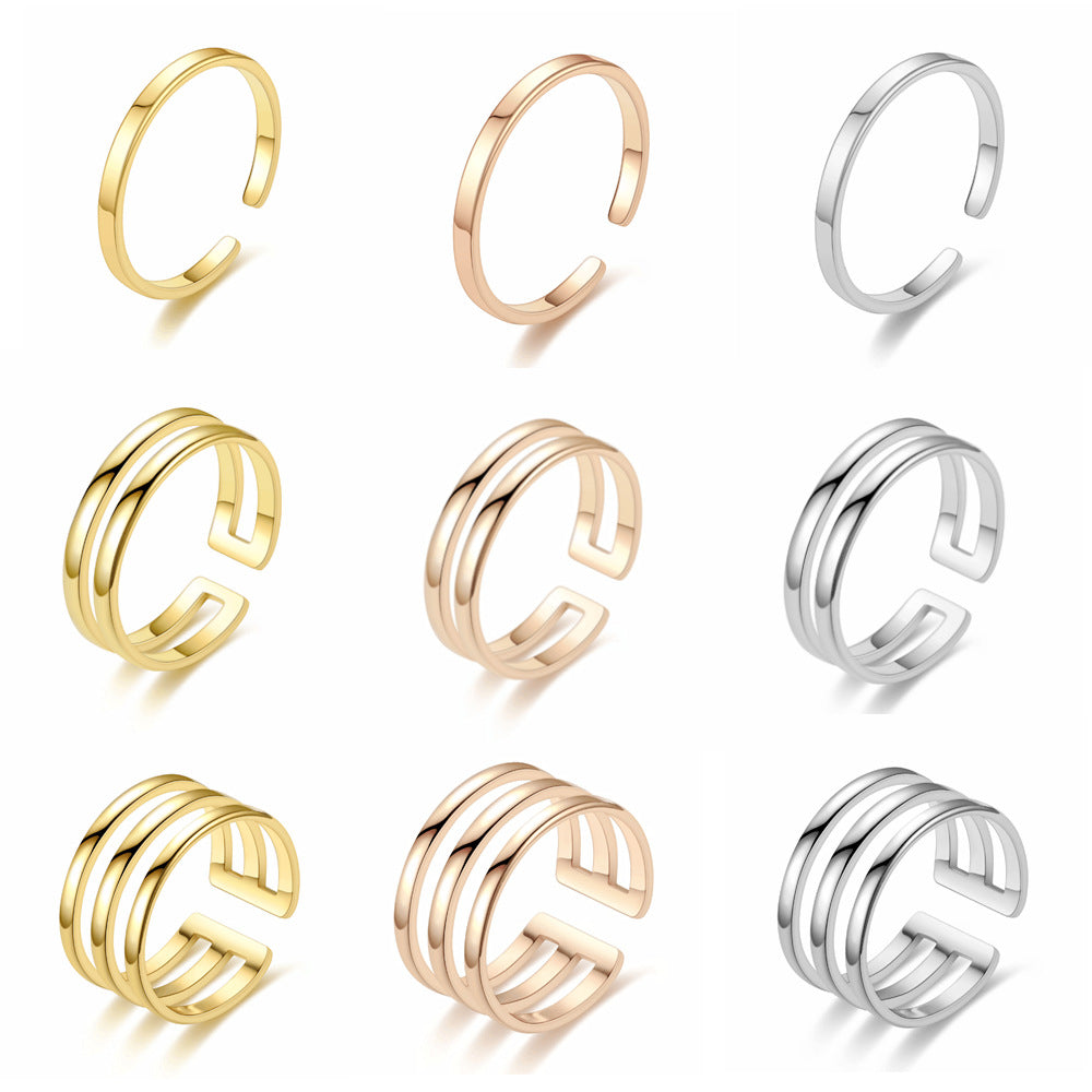 Damen offener Ring mit modernem, mehrschichtigem Design Shop Nory