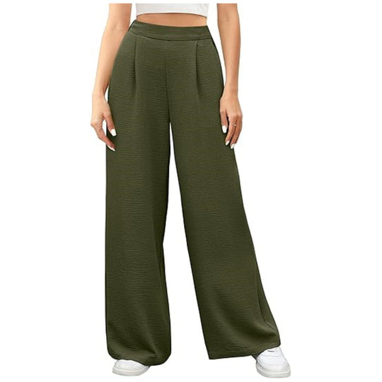 Damen hochtaillierte weite Palazzo-Hose mit Strukturstoff Shop Nory
