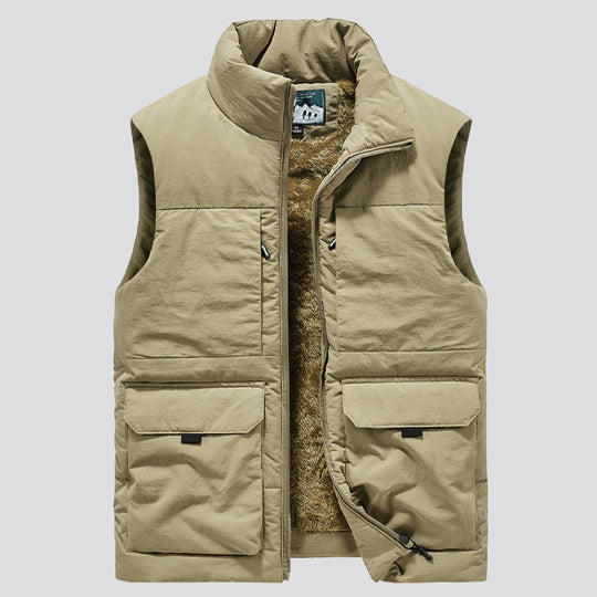 Herren Gefütterte ärmellose Utility‑Steppweste mit Teddyfutter und großen Klappentaschen Shop Nory
