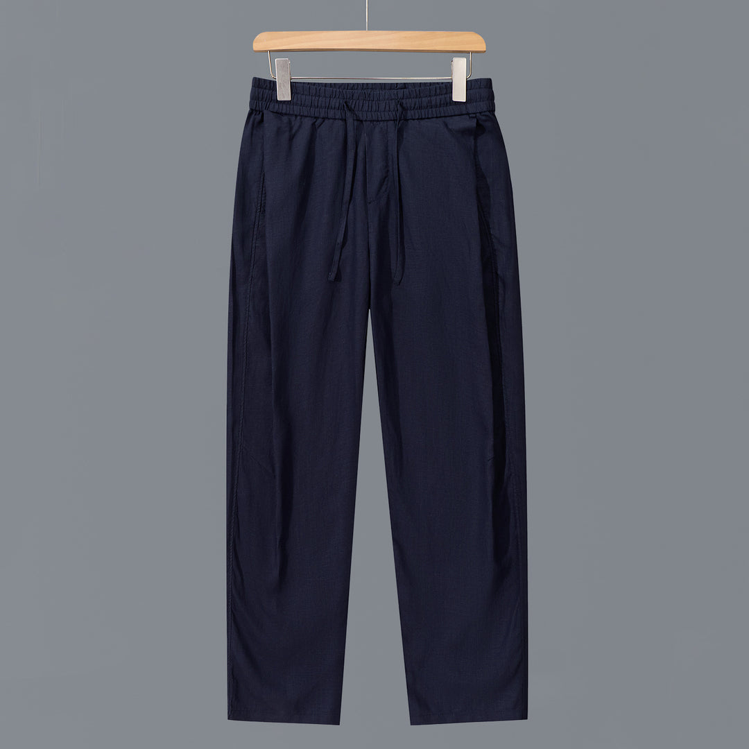 Herren Leinen-Baumwollhose mit elastischem Bund und Tunnelzug Shop Nory