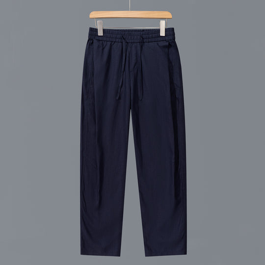 Herren Leinen-Baumwollhose mit elastischem Bund und Tunnelzug Shop Nory