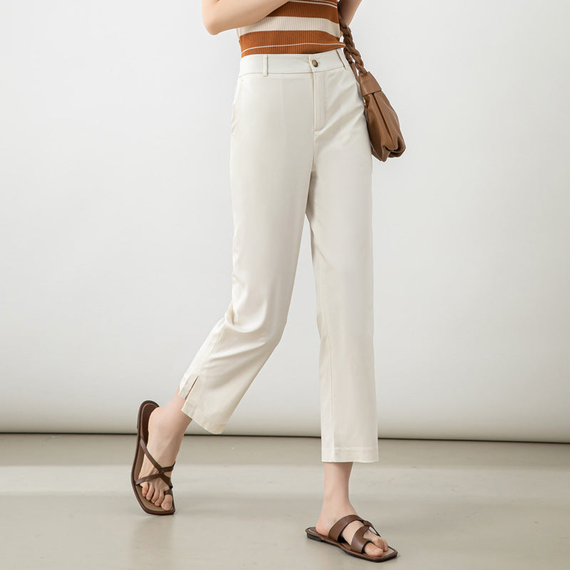 Damen elegante Cropped Stoffhose