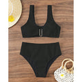 Damen Hochgeschnittener Bikini mit elegantem Rippendesign und moderner Schnalle