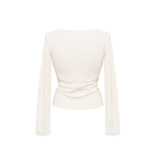 Damen Langarm-Top mit Neckholder, Wickeloptik und figurbetontem Schnitt Shop Nory