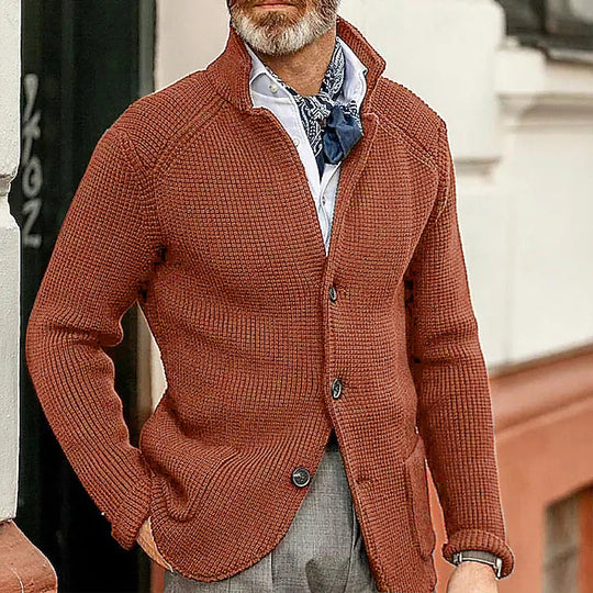 Herren Strickjacke mit Stehkragen und Strukturstrick Shop Nory