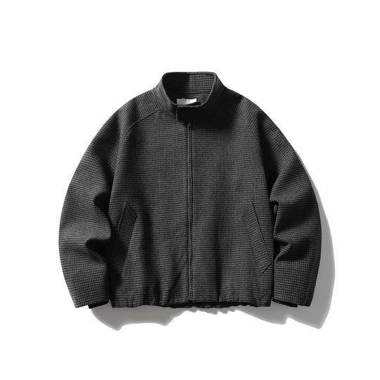 Unisex Kurz geschnittene strukturierte Blousonjacke mit Stehkragen und Reißverschluss Shop Nory