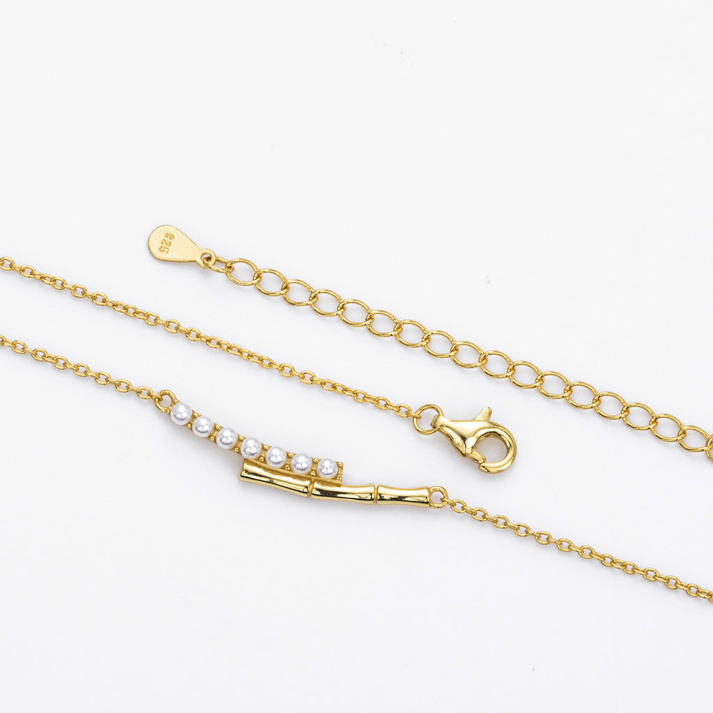 Damen Halskette mit einzigartigem Perlendesign aus 925 Sterling Silber Shop Nory