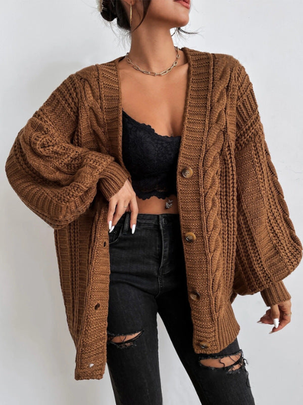 Damen Strickjacke mit oversized Passform und Zopfmuster