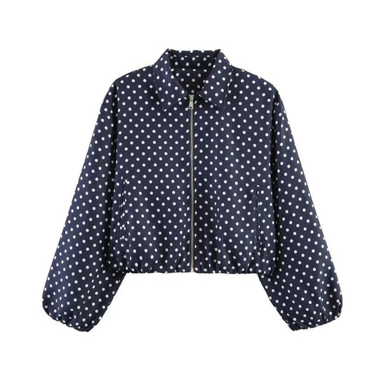 Damen Gekürzte Bomberjacke im Harrington‑Stil mit Ballonärmeln und elastischem Saum Shop Nory