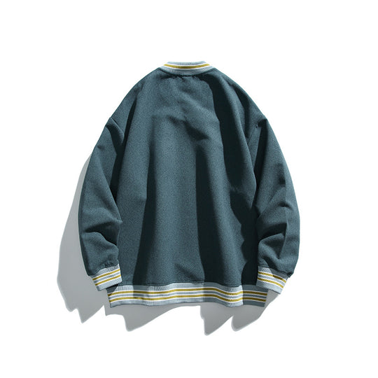 Herren Oversized V-Ausschnitt Sweatshirt mit Kontraststreifen an Bündchen und Saum Shop Nory