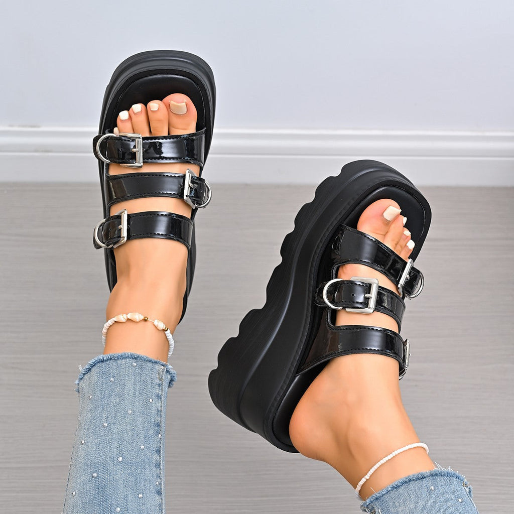 Damen Wedge-Pantoletten mit verstellbaren Riemen und bequemem Fußbett Shopnory
