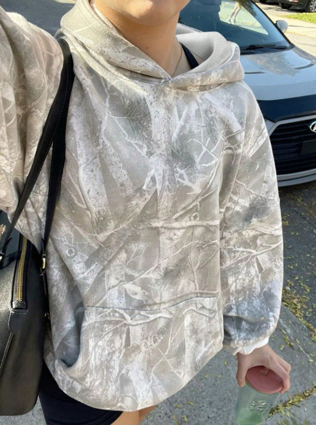 Damen Oversize Kapuzenpullover mit Naturmuster und Kängurutasche Shop Nory