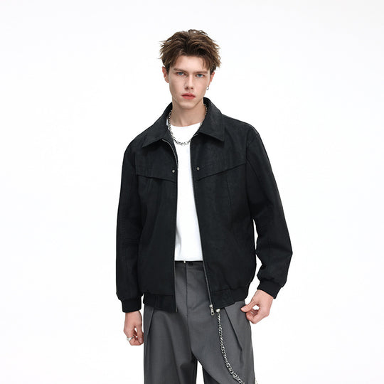 Herren Bomberjacke im Harrington‑Stil mit geripptem Saum und verdecktem Reißverschluss Shop Nory