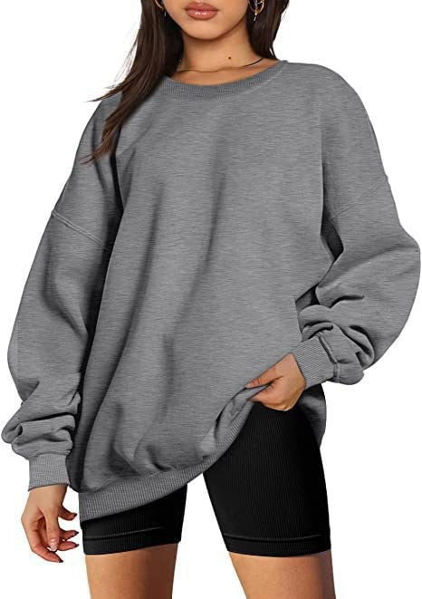 Damen nan extralanger Oversize-Sweatpullover mit Ballonärmeln, geripptem Saum und angerauter Innenseite Shop Nory