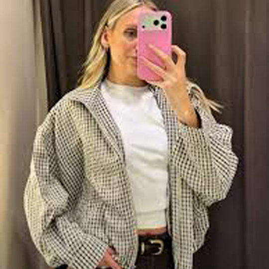 Damen Oversized Karo-Hemdjacke mit Boxy-Schnitt Shop Nory