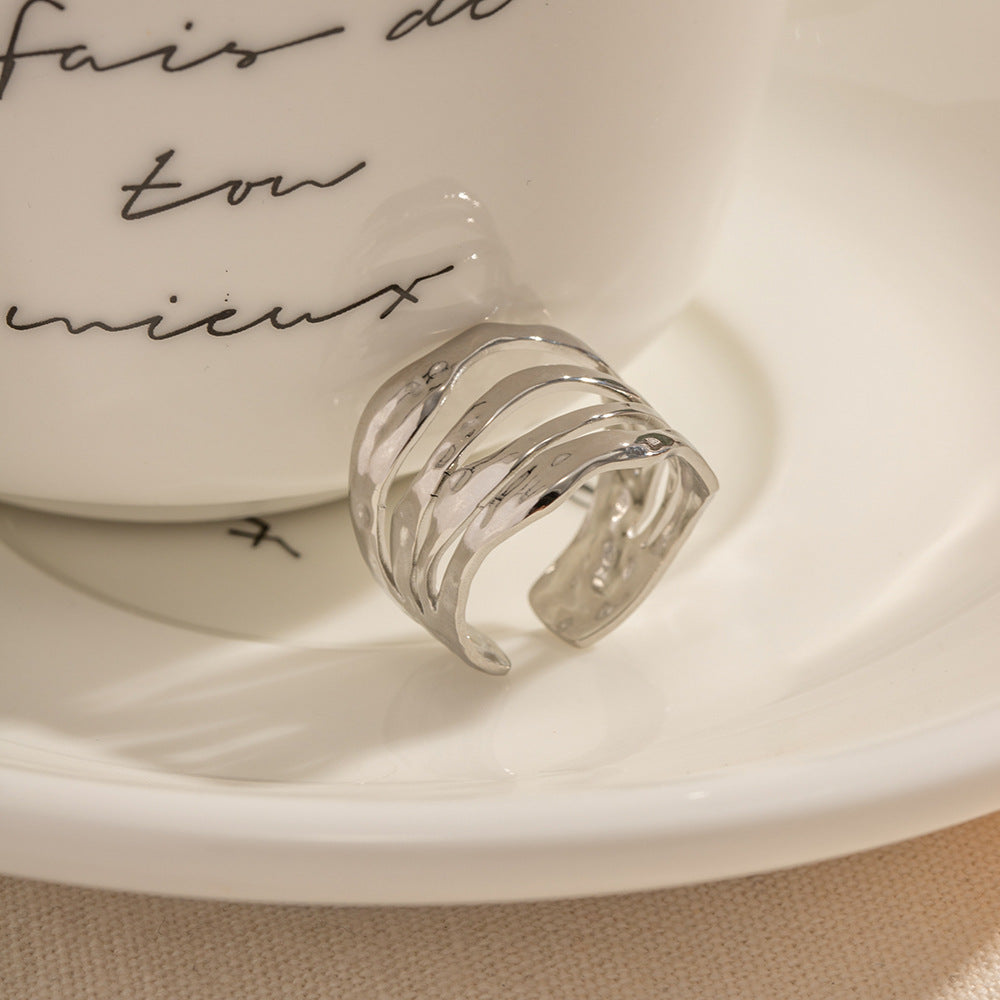 Damen Offener Ring mit modernem Wickeldesign aus hypoallergenem Edelstahl Shop Nory