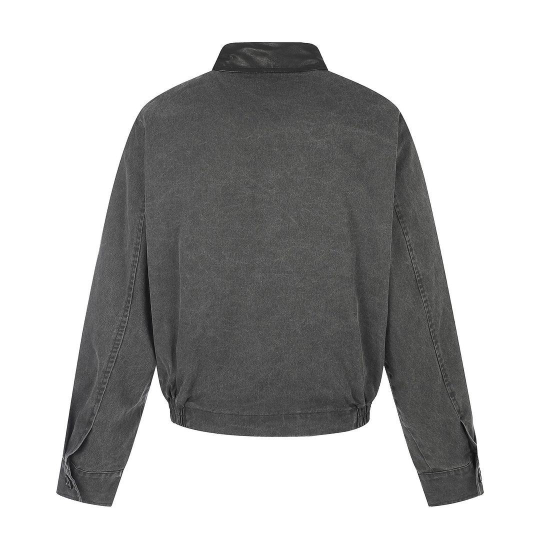 Herren Kurz geschnittener Boxy-Blouson mit asymmetrischer Knopfleiste, Taillengürtel und Kontrastkragen Shop Nory
