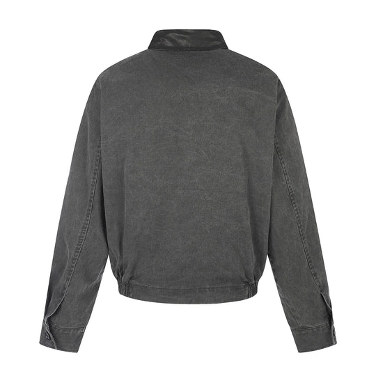 Herren Kurz geschnittener Boxy-Blouson mit asymmetrischer Knopfleiste, Taillengürtel und Kontrastkragen Shop Nory