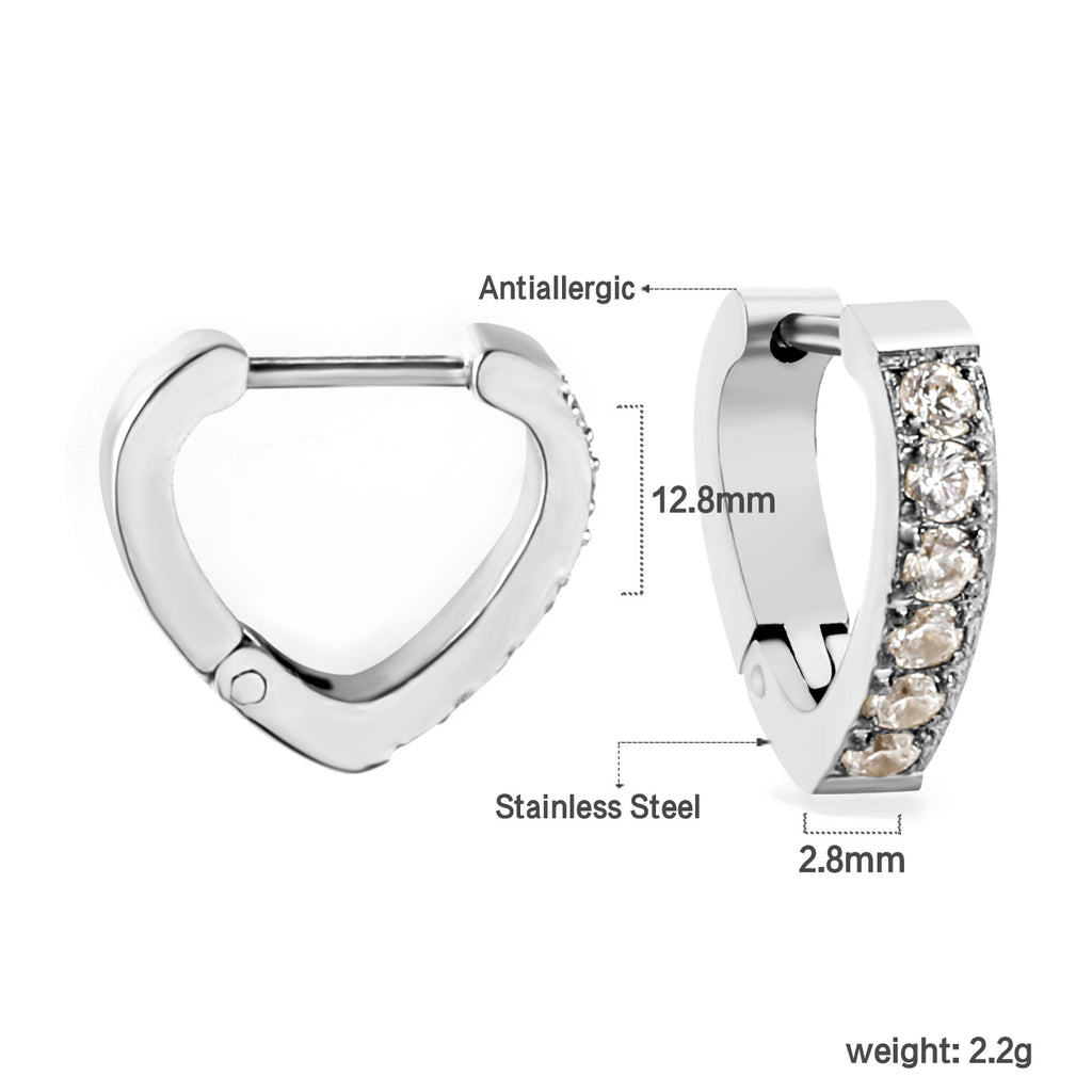 Damen Ohrstecker im Herzen-Design mit funkelnden Zirkonia Shop Nory