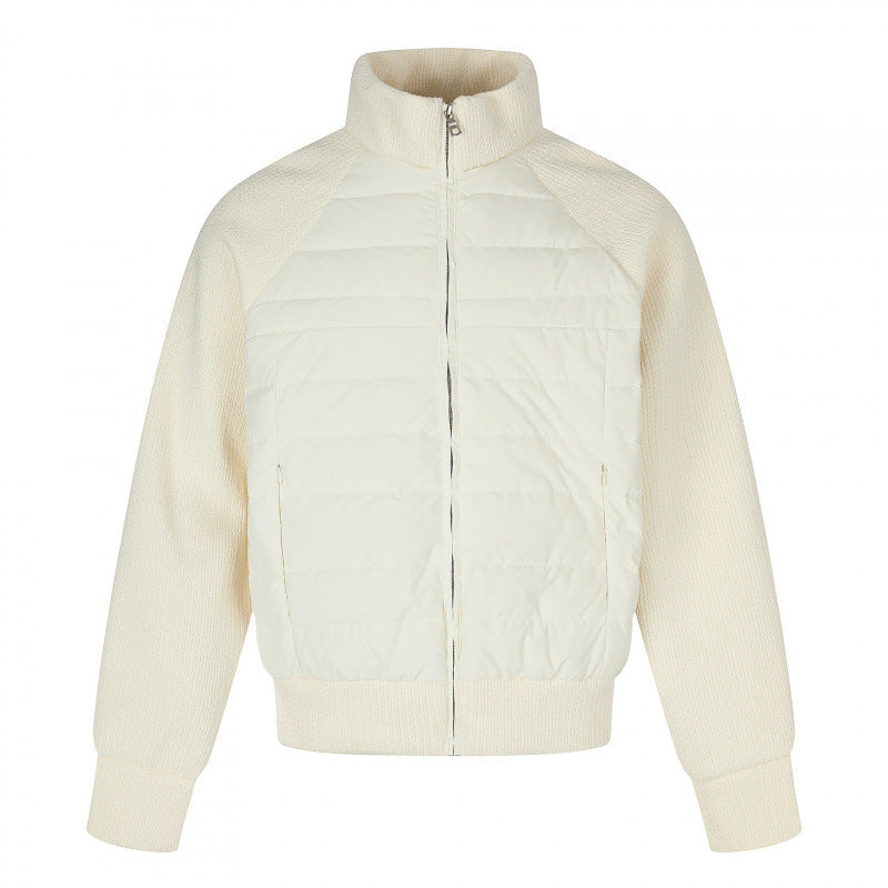 Damen Hybrid-Steppjacke mit gesteppter Front, Grobstrickärmeln und hohem Stehkragen Shop Nory