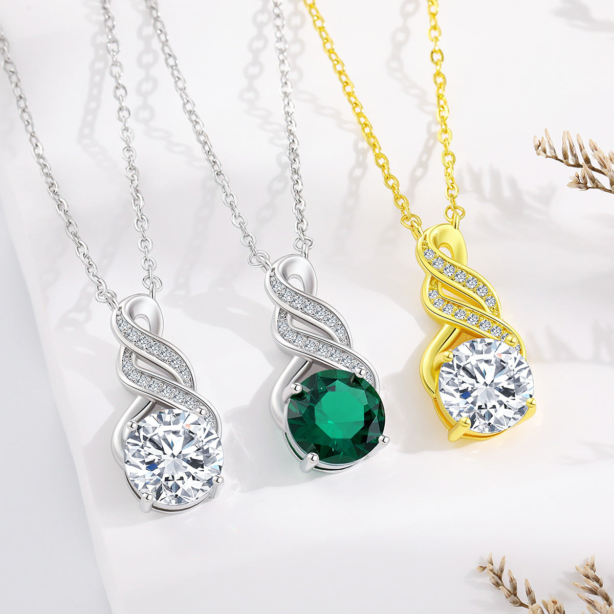 Damen elegante Ohrringe mit funkelndem Zirkon und geschwungenem Design Shop Nory