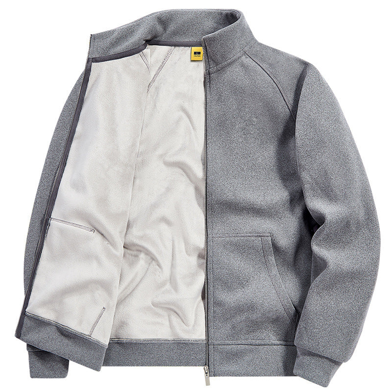 Herren Isolierte Plüschfutter-Sweatjacke mit Stehkragen und verdeckten Innentaschen Shop Nory