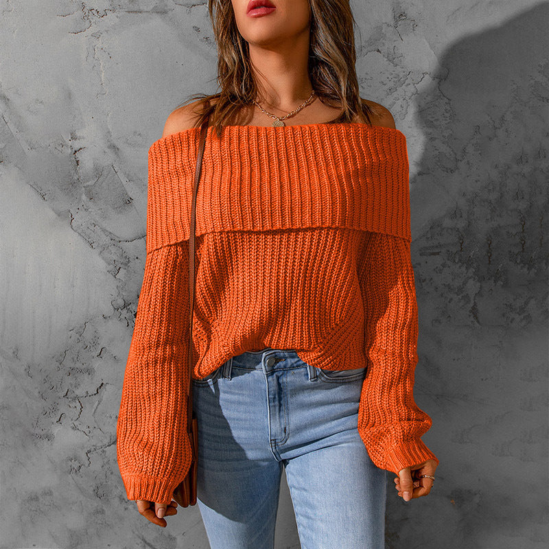 Damen nan weiter Off-Shoulder Grobstrickpullover mit überschnittener Schulterpartie und ballonärmeln Shop Nory